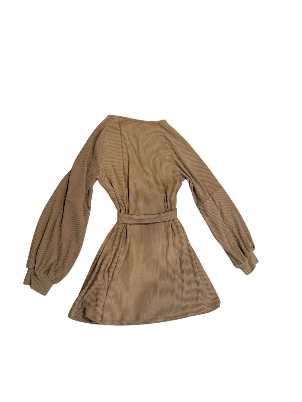 Cupshe Ribbed Tie-Waist Long Sleeve Mini Dress in Tan - Picture 10 of 10